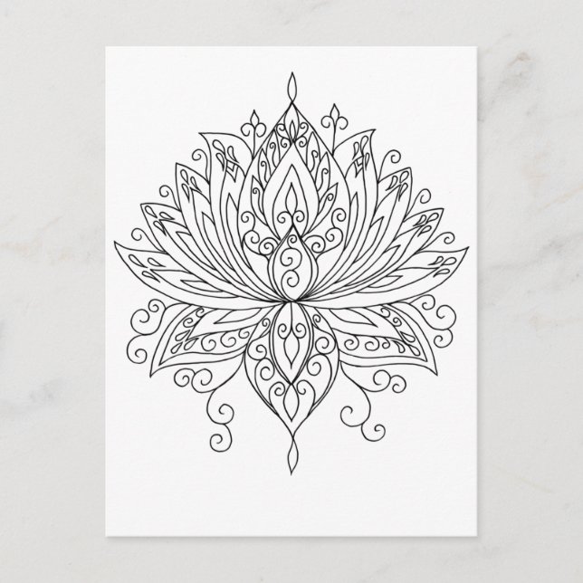 Lotus Floral Mandala Adult Coloring Postkarte (Vorderseite)