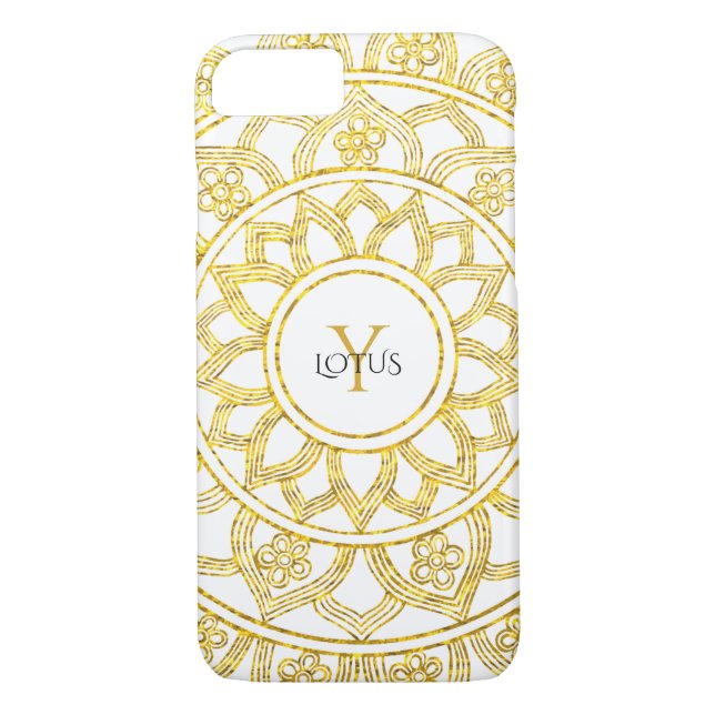 Lotus floral Mandala Monogramm Case-Mate iPhone Hülle (Rückseite)