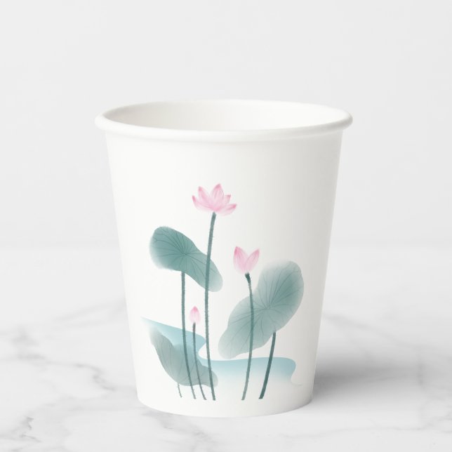 Lotus Floral Pappbecher (Vorderseite)