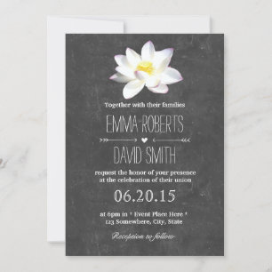 Lotus Floral Rustic Chalkboard Wedding Einladung