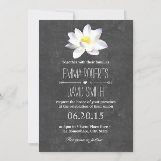 Lotus Floral Rustic Chalkboard Wedding Einladung