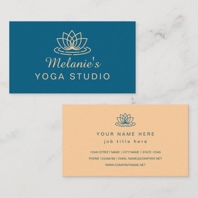 Lotus flower elegant yoga business card template visitenkarte (Vorne/Hinten)