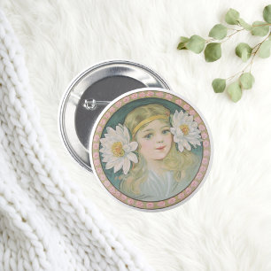 Lotus Flower Girl Button