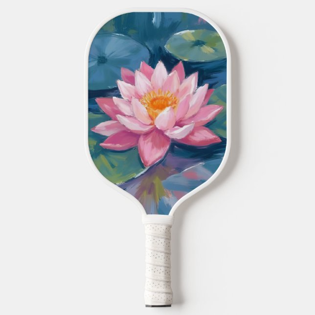 Lotus Flower Lily Pad Watercolor Pickleball Schläger (Vorderseite)