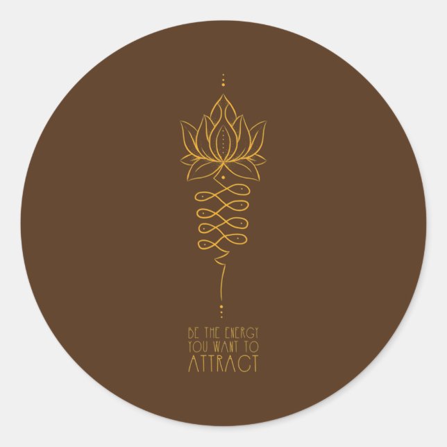 Lotus Flower Unalome Be The Energy Meditation Runder Aufkleber (Vorderseite)