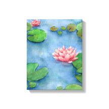 Lotus flower watercolor painting canvas