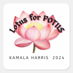 Lotus for POTUS Harris Election Quadratischer Aufkleber