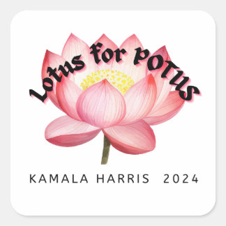 Lotus for POTUS Harris Election Quadratischer Aufkleber