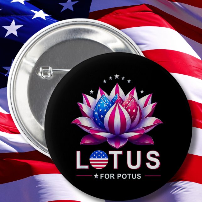 Lotus for Potus Kamala Harris Trendy Lotus Potus Button (Von Creator hochgeladen)