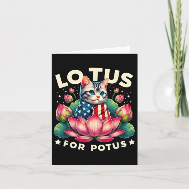Lotus for Potus Kamala Harris Us Flag Cat Lovers Karte (Vorderseite)