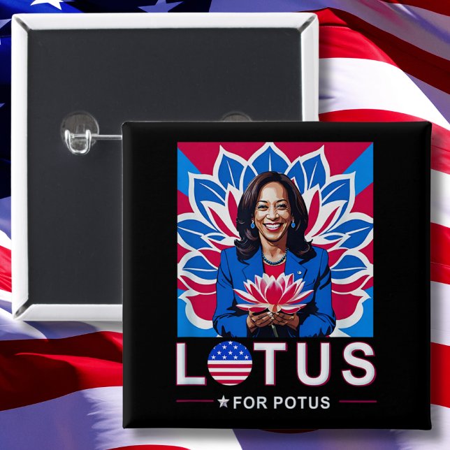 Lotus For Potus USA Election Kamala Harris 2024 Button (Von Creator hochgeladen)
