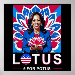Lotus For Potus USA Election Kamala Harris 2024 Poster