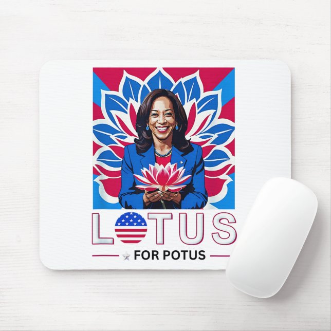 Lotus für Potus Kamala Harris Präsidentschaftskamp Mousepad (Mit Mouse)