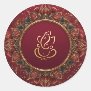 Lotus Ganesh Wedding   Indianerhochzeit Runder Aufkleber