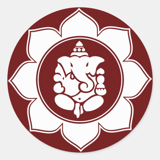 Lotus Ganesha Runder Aufkleber (Vorderseite)