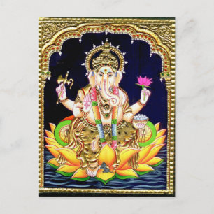 LOTUS GANESHA TANJORE MALEREI POSTKARTE