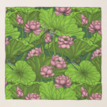Lotus Garten Schal<br><div class="desc">Handgezeichnete Lotus-Blume,  Blätter und Libellen. Muster</div>
