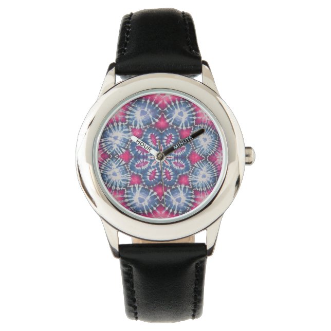 Lotus Gefärbte Krawatte Armbanduhr (Vorderseite)
