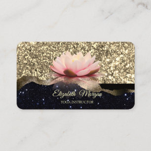 Lotus Gold Schwarz Glitter Elegant Visitenkarte