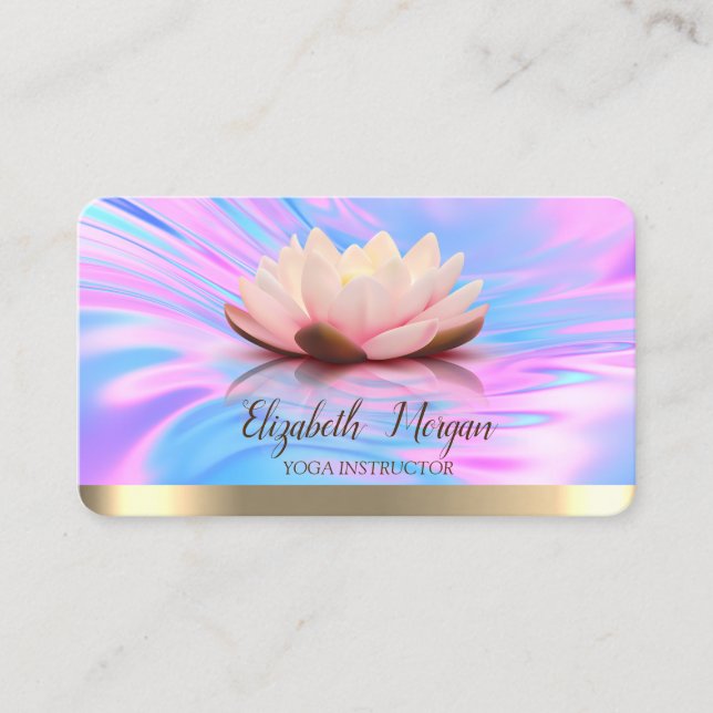 Lotus Gold Stripe Holographic Yoga Visitenkarte (Vorderseite)
