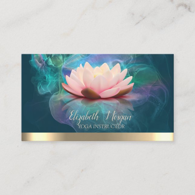 Lotus Gold Stripe Yoga Holographic Ink Visitenkarte (Vorderseite)