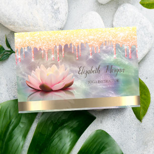Lotus Gold Tropfen, Holographische Perle Yoga Visitenkarte