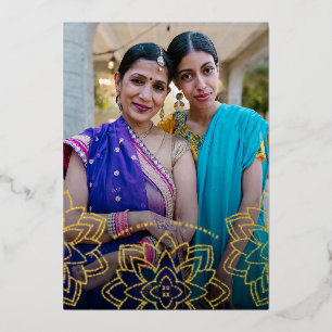 Lotus Happy Diwali Holiday Foto Gold Karte