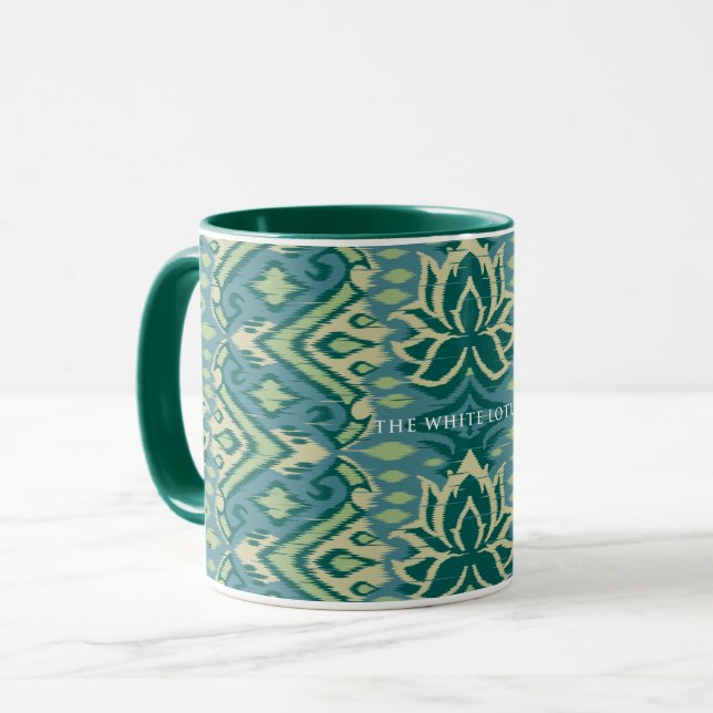 Lotus Ikat Muster - Der weiße Lotus Tasse (Vorderseite Links)