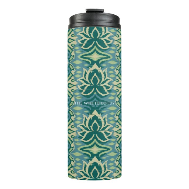 Lotus Ikat Muster - Der weiße Lotus Thermosbecher (Vorderseite)