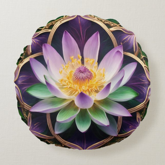 Lotus Illumination Design Round Kissen (Vorderseite)