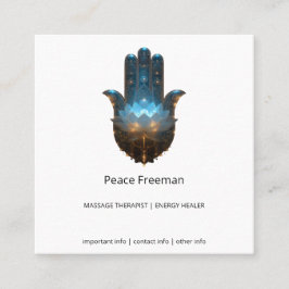 Lotus-Illumination | Hamsa-Hand-Design Quadratische Visitenkarte