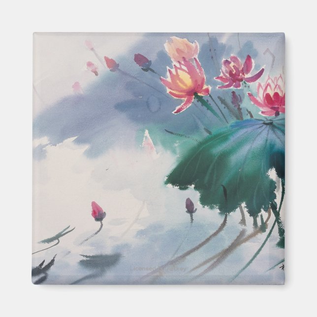 Lotus im Teich Magnet (Vorne)