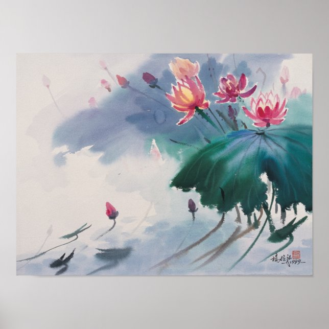 Lotus im Teich-Poster Poster (Vorne)