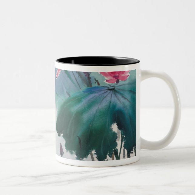 Lotus im Teich Zweifarbige Tasse (Rechts)
