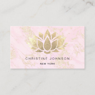 Lotus Imitate Goldfolie auf rosa Marmor Visitenkarte