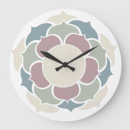 Lotus in Pastell Große Wanduhr