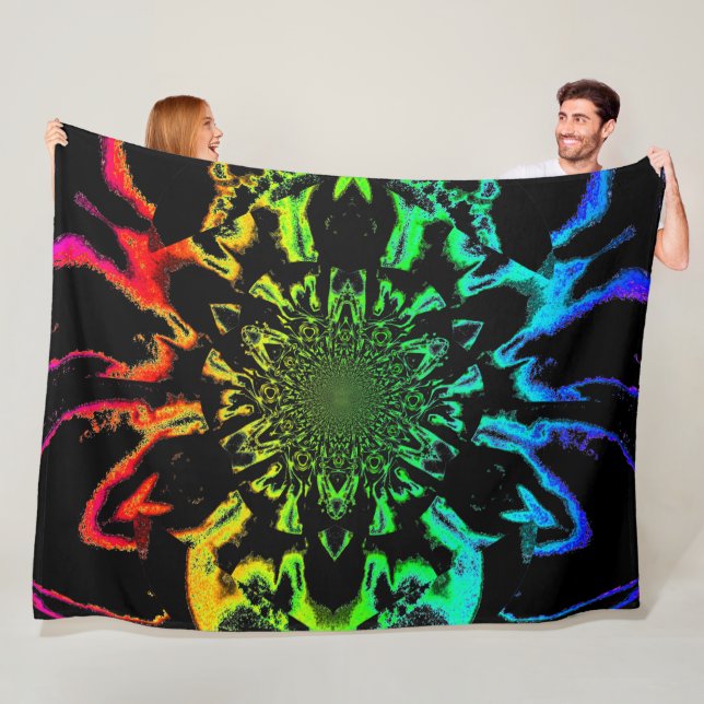 Lotus in Schwarz und Regenbogen Satin Fleece Blank (Beispiel)