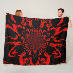 Lotus in Schwarz und Rot-Satin Fleece Blanket