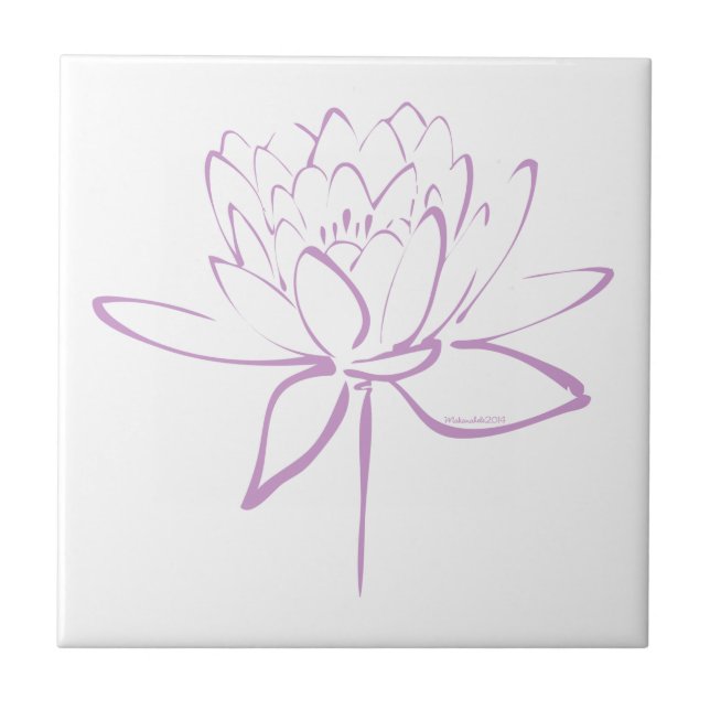 Lotus-Kalligraphie (Lavendel) Fliese (Vorderseite)