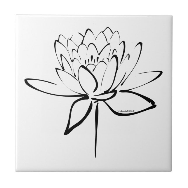 Lotus-Kalligraphie (Schwarzes) Fliese (Vorderseite)