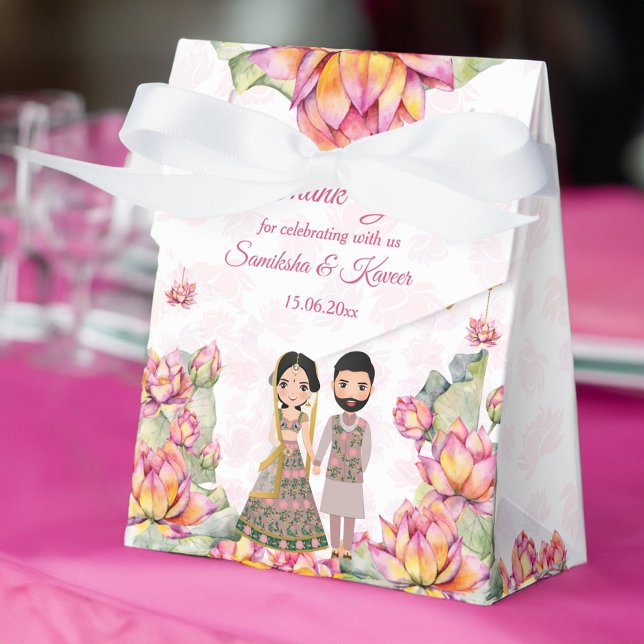 Lotus lanterns Indianerhochzeit personalisiert Geschenkschachtel (Lotus lanterns Indian wedding personalized Favor Box)