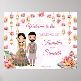 Lotus lanterns indische Hochzeit personalisierter Poster