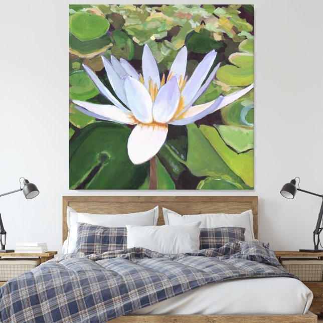 Lotus Lily Large Floral Leinwanddruck (Insitu (Schlafzimmer))