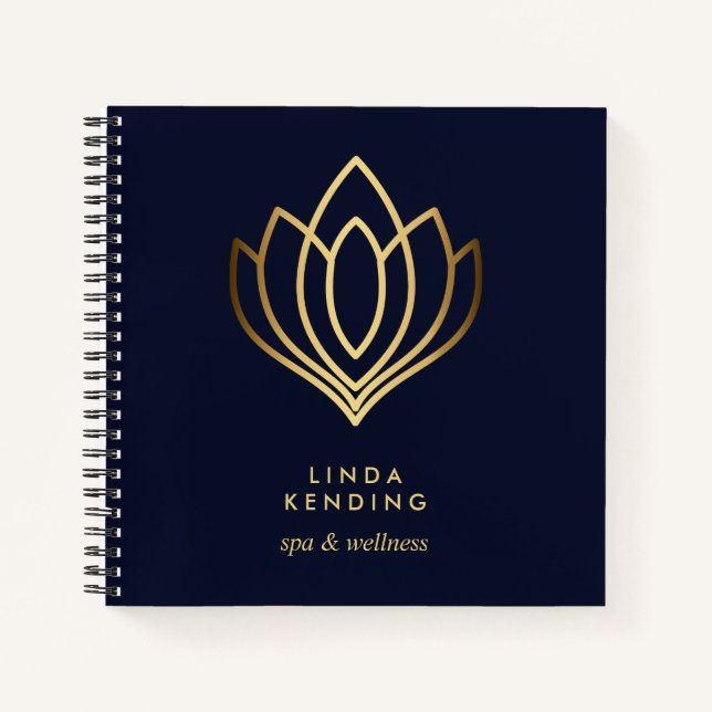 Lotus-Logo | Blau | Personalisiert Monogramm Notizbuch (Vorderseite)