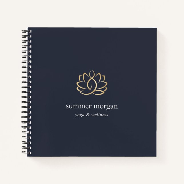 Lotus-Logo für Navy und Gold Notizbuch (Vorderseite)