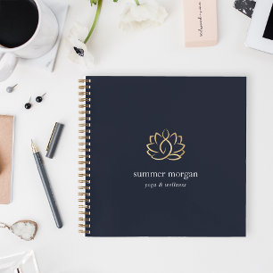 Lotus-Logo für Navy und Gold Notizbuch