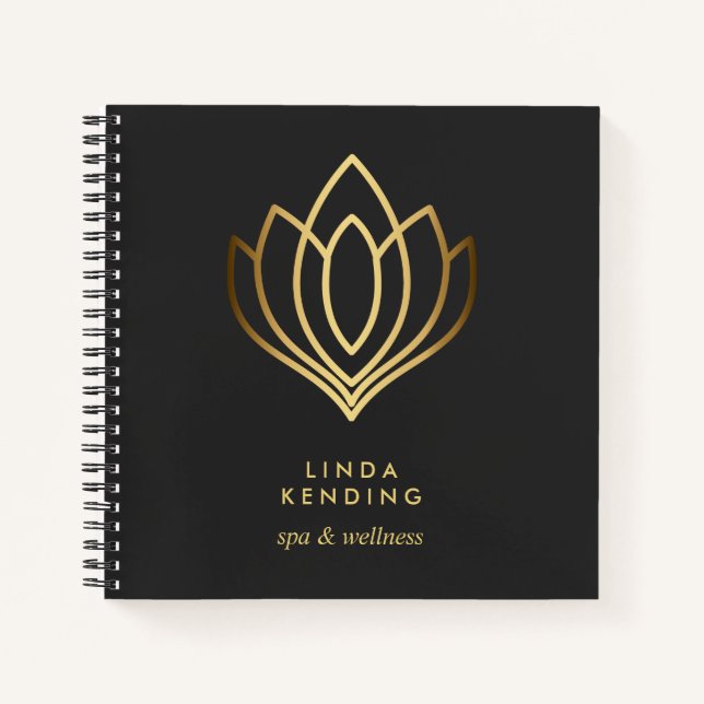 Lotus-Logo | Grau | Personalisiert Monogramm Notizbuch (Vorderseite)