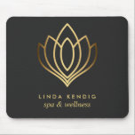 Lotus-Logo Grau | Personalisiert Name hinzufügen Mousepad<br><div class="desc">Elegante Visitenkarten für Massagestudios,  Massagetherapie,  Wellness-Center oder Wellness-Profis bieten eine Imitat Goldfolie Lotus Blume Illustration. Passen Sie die Vorderseite mit zwei Textzeilen auf einem modernen,  glatt grauen Hintergrund mit der Vorlage an. Ein elegantes Design für jede Wellness-Branche oder einen ganzheitlichen Gesundheitsberuf</div>