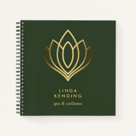 Lotus-Logo | Green Personalisiert Monogram Notizbuch