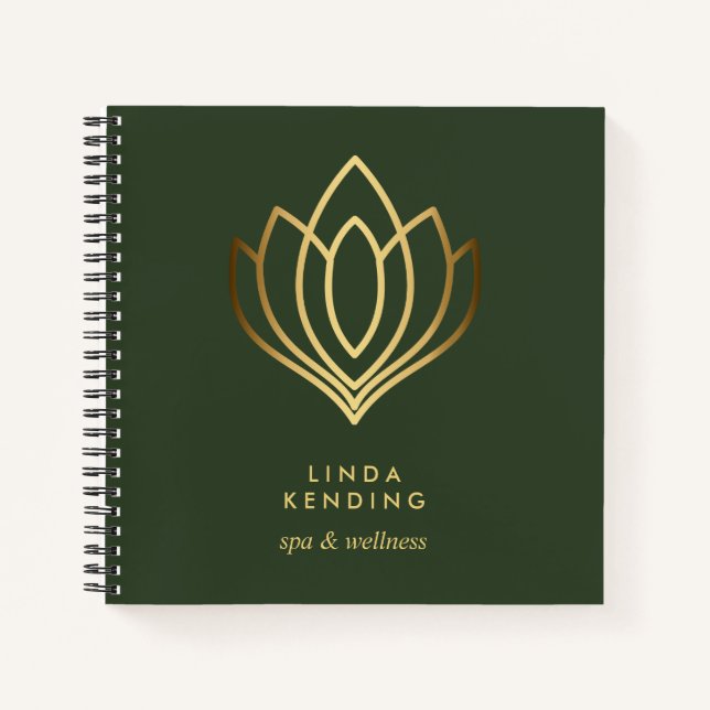 Lotus-Logo | Green Personalisiert Monogram Notizbuch (Vorderseite)